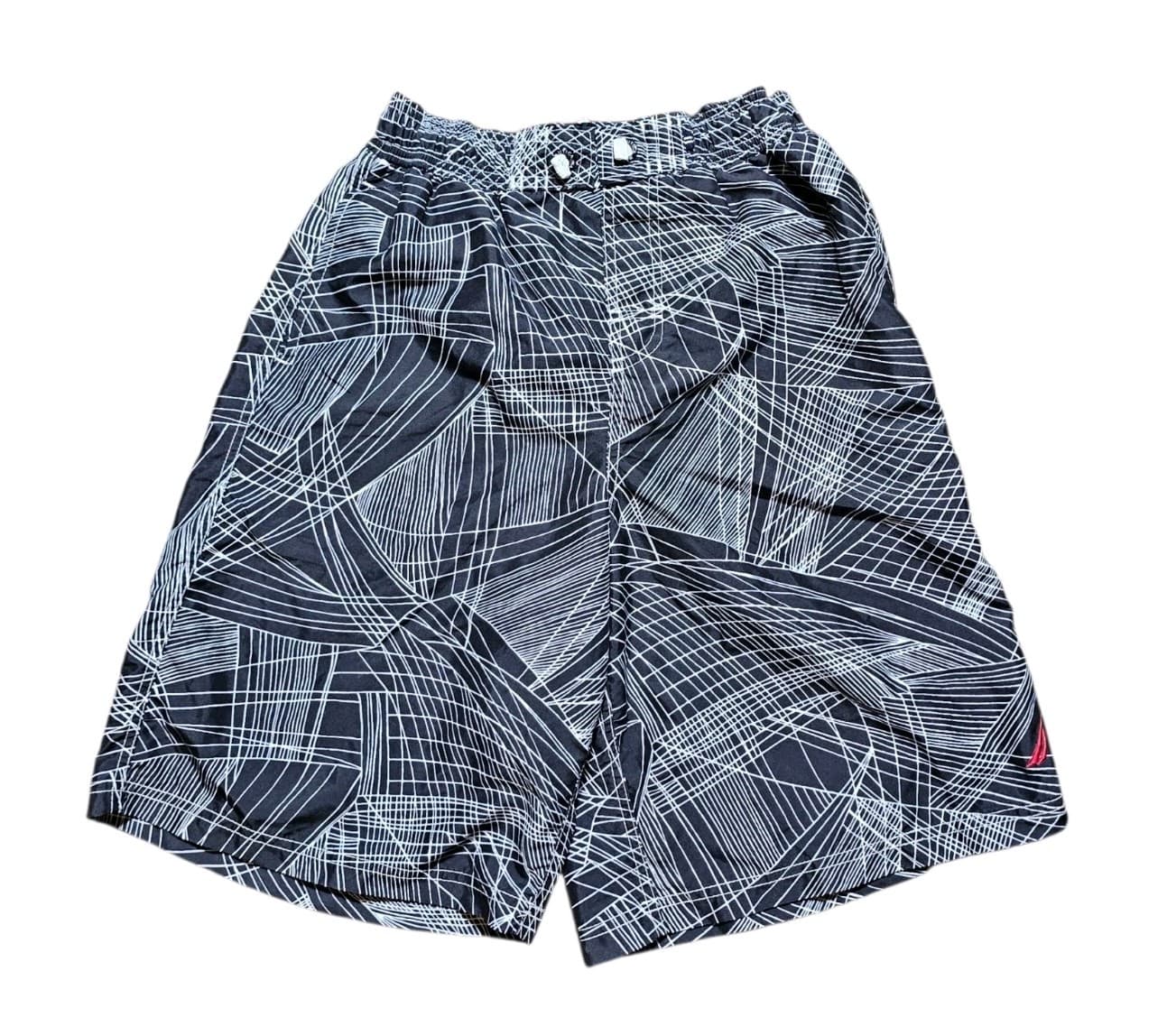 Nautica Boys Swim Trunks Size Xl 18-20 Black White Linear Print Mesh Lined - Thumbnail 3