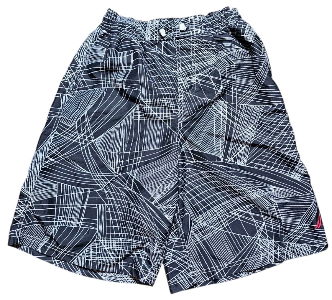 Nautica Boys Swim Trunks Size Xl 18-20 Black White Linear Print Mesh Lined - Thumbnail 4