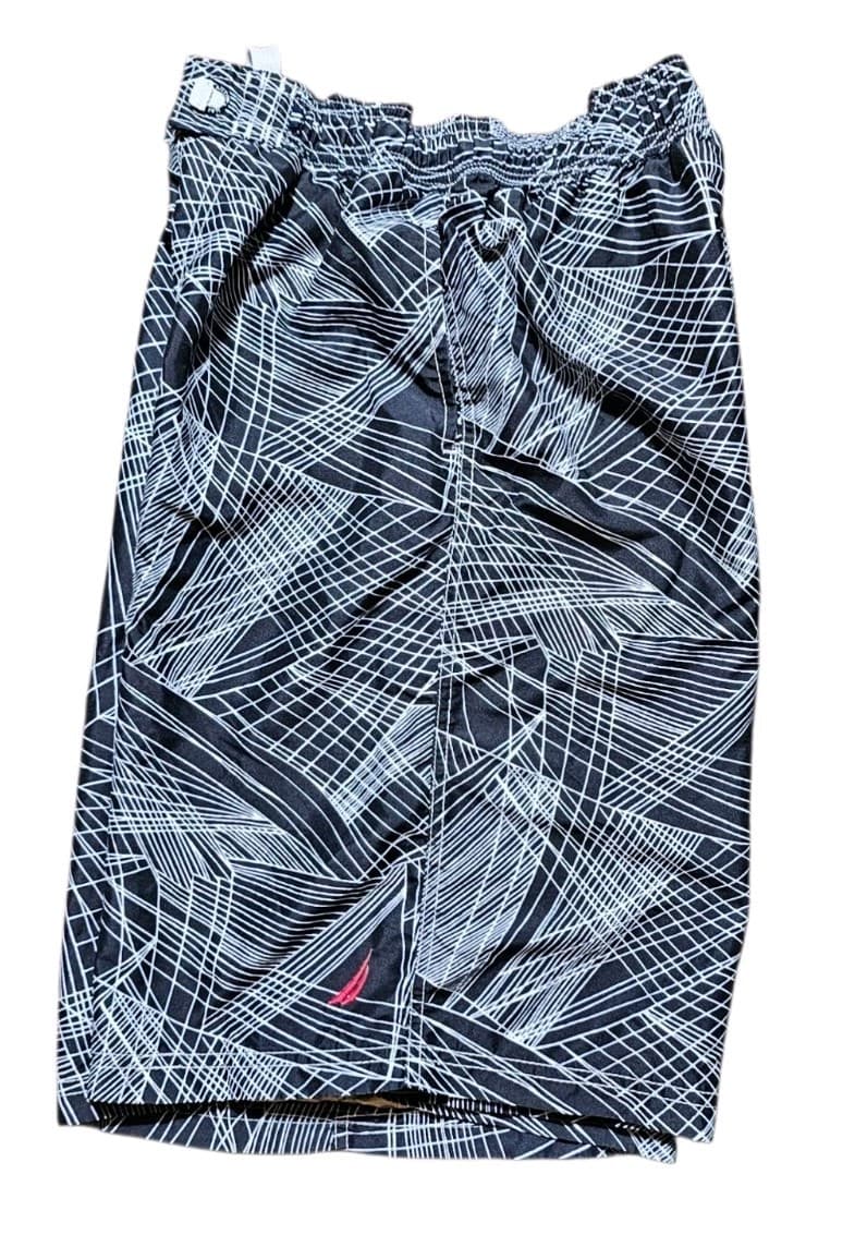 Nautica Boys Swim Trunks Size Xl 18-20 Black White Linear Print Mesh Lined - Thumbnail 5