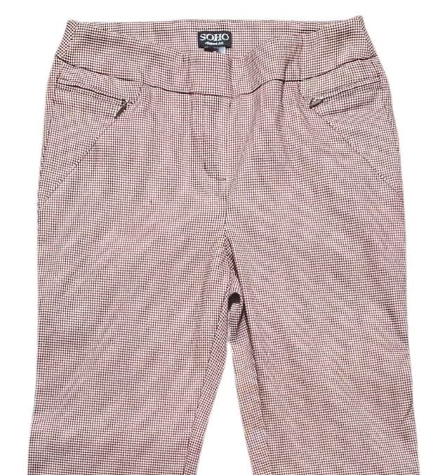 Soho Apperral Ltd. Womans Size Med Hounds Tooth Plaid Pants Pull On Stretch - Thumbnail 2