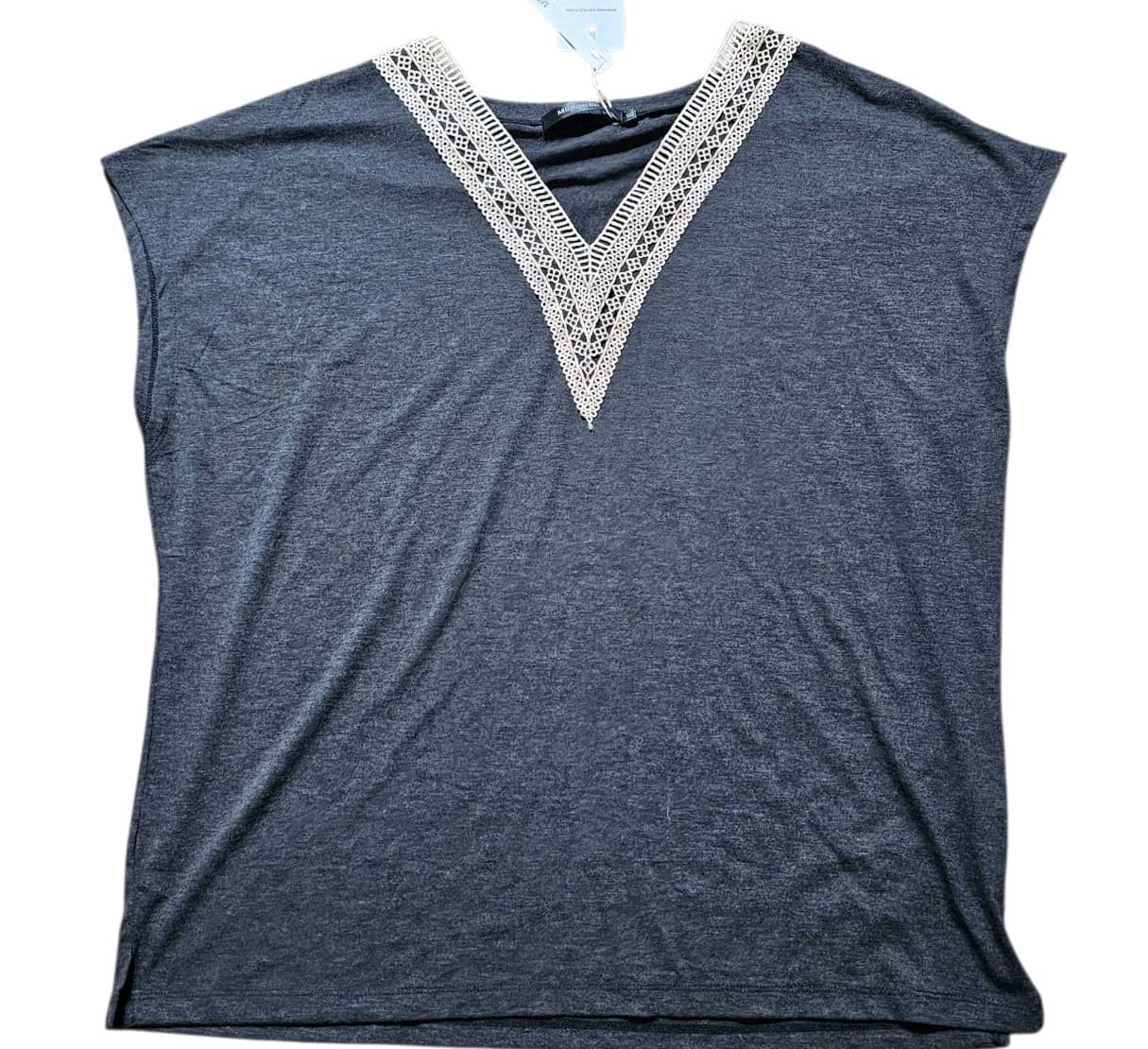 Merokeety Womans Casual Sleeveless Lace Trim Vneck - Thumbnail 2