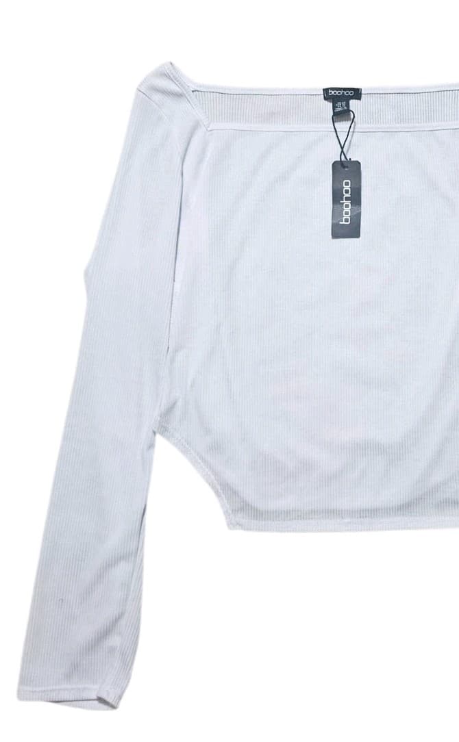 boohoo womens Ripped Cropped Long Sleeve Top (Nwt) Size 18 - Thumbnail 4