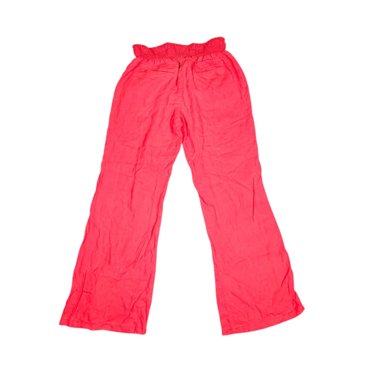 Love Tree Pants Womens Medium Faded Red Linen Blend Drawstring Boho Pants - Thumbnail 4