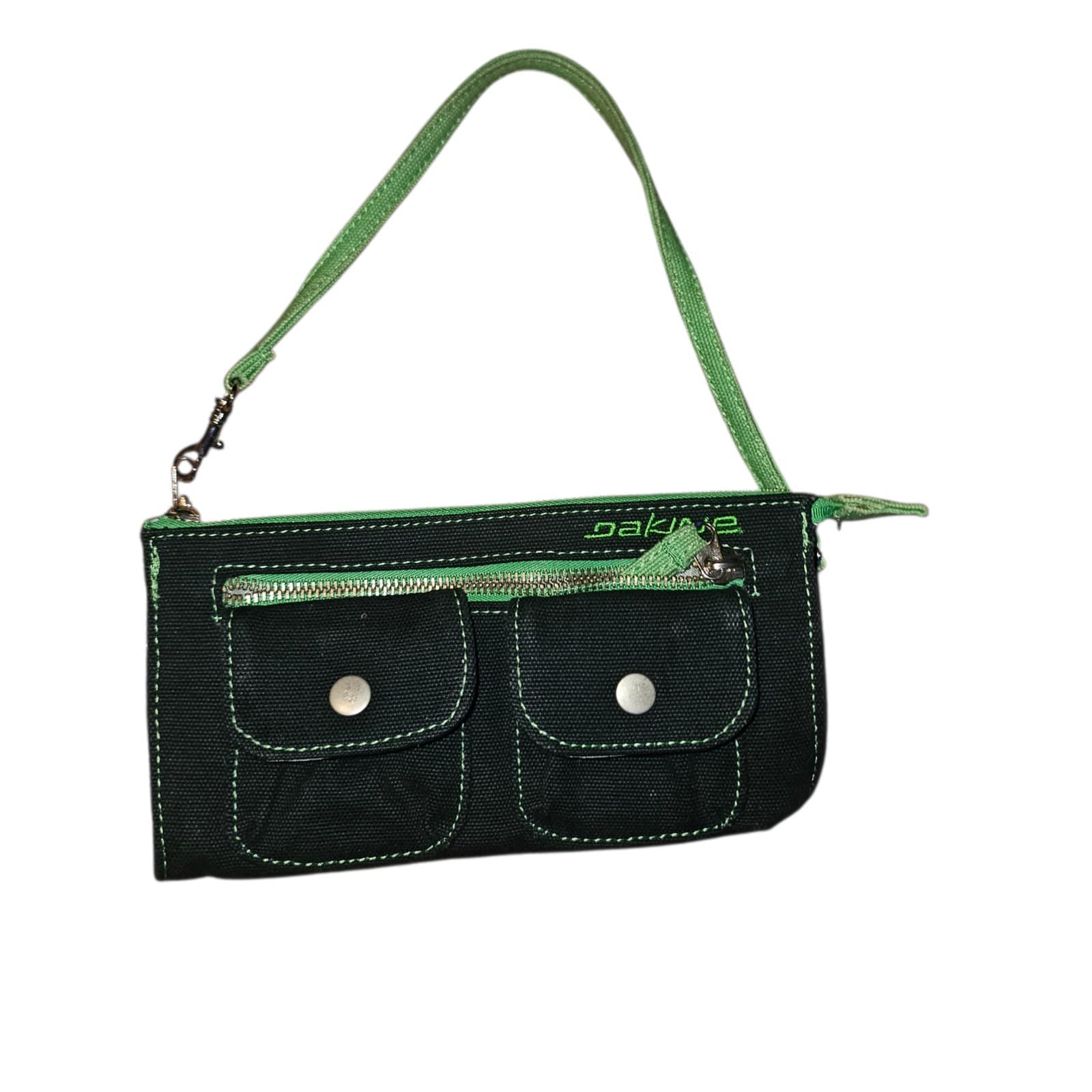 Vintage Dakine Black And Green Wristlet Utility Pouch