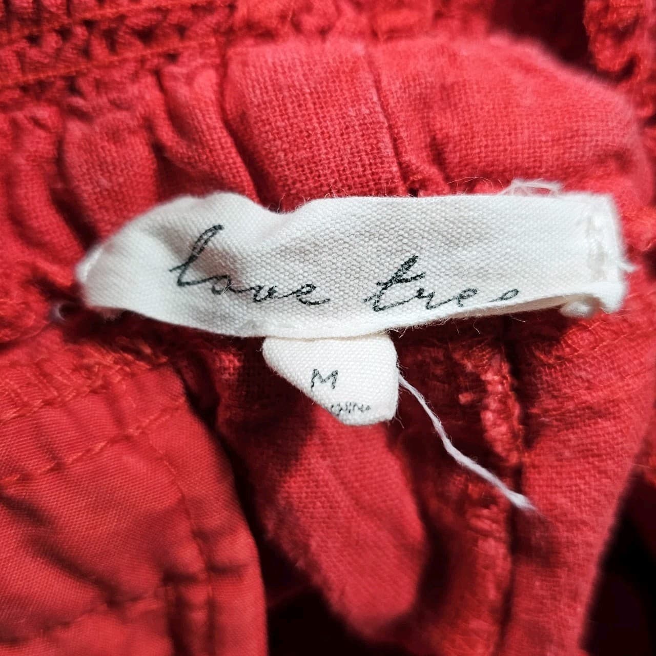 Love Tree Pants Womens Medium Faded Red Linen Blend Drawstring Boho Pants - Thumbnail 9