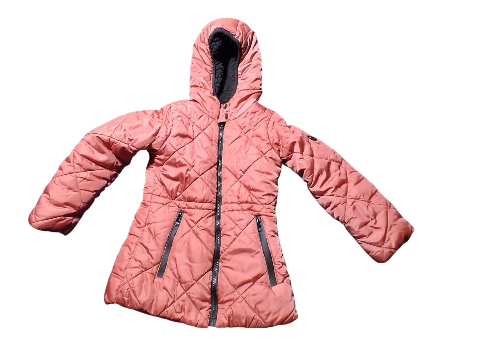 Kensie Girl Pink Quilted Puffer Jacket Sherpa Lining Hooded Toddler Size 4-6