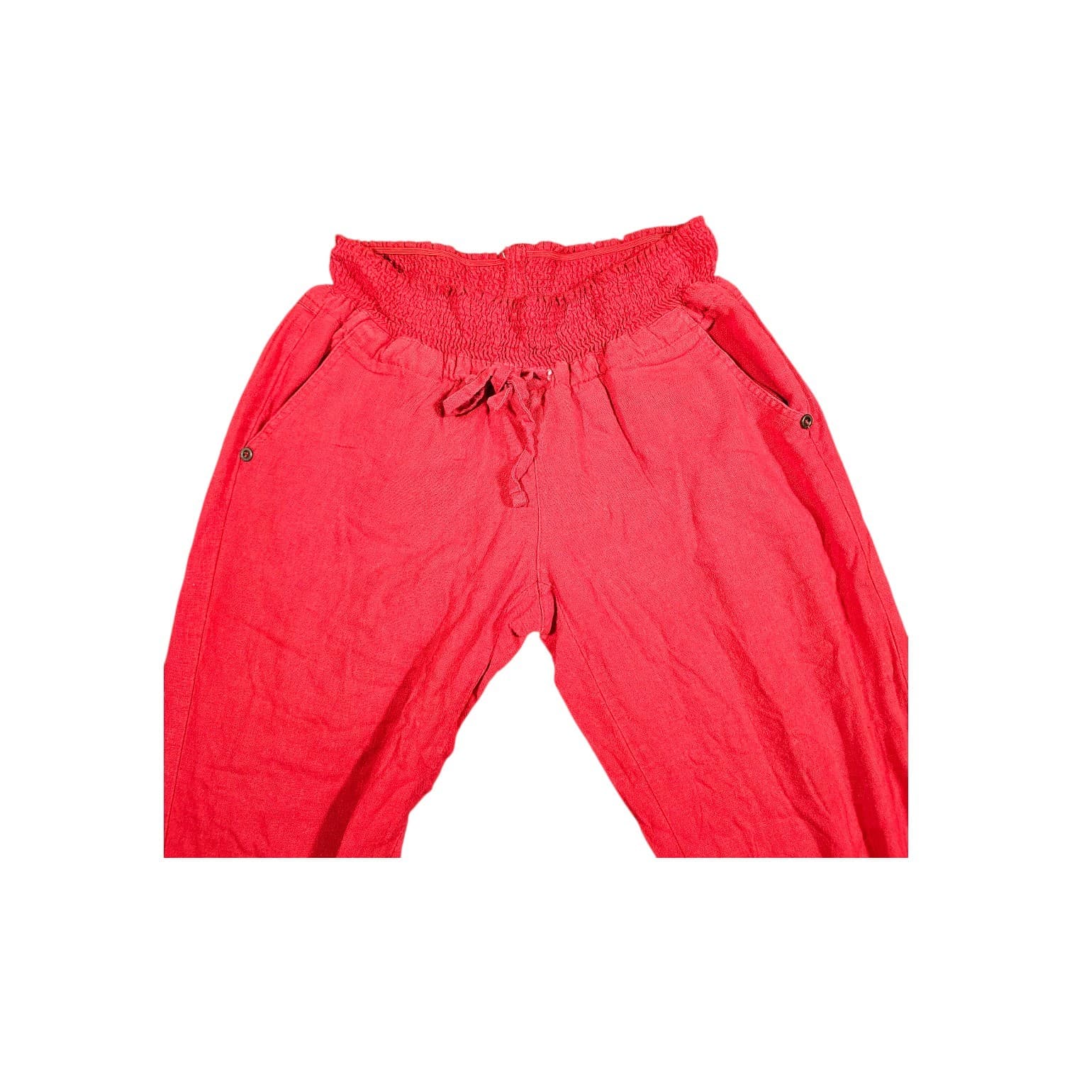 Love Tree Pants Womens Medium Faded Red Linen Blend Drawstring Boho Pants - Thumbnail 2