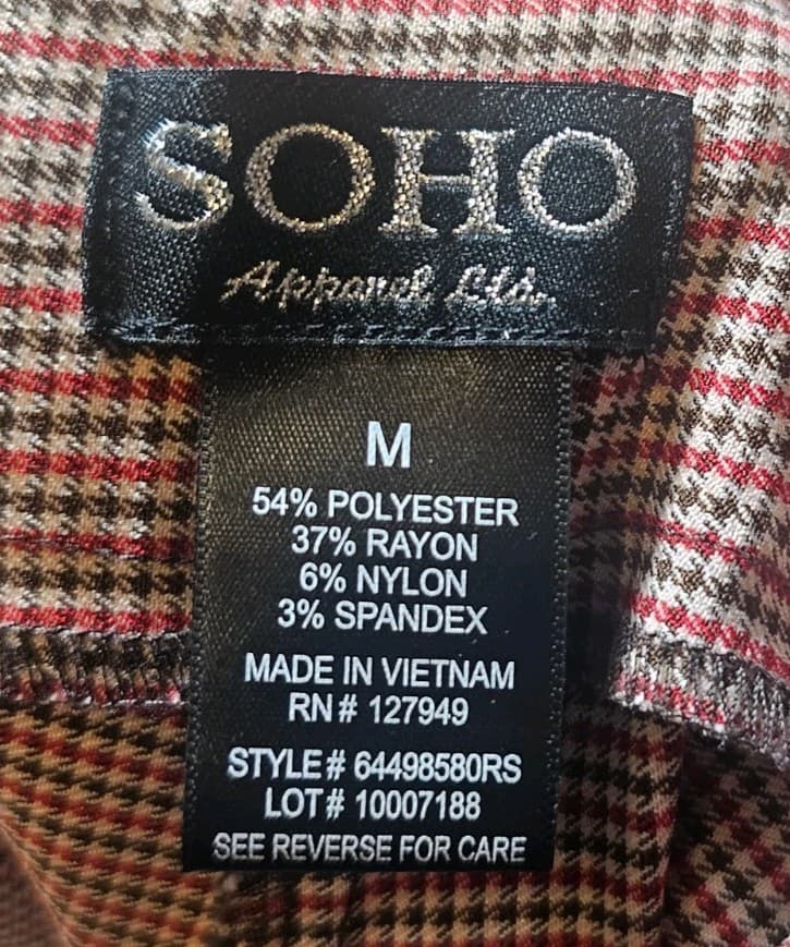 Soho Apperral Ltd. Womans Size Med Hounds Tooth Plaid Pants Pull On Stretch - Thumbnail 11