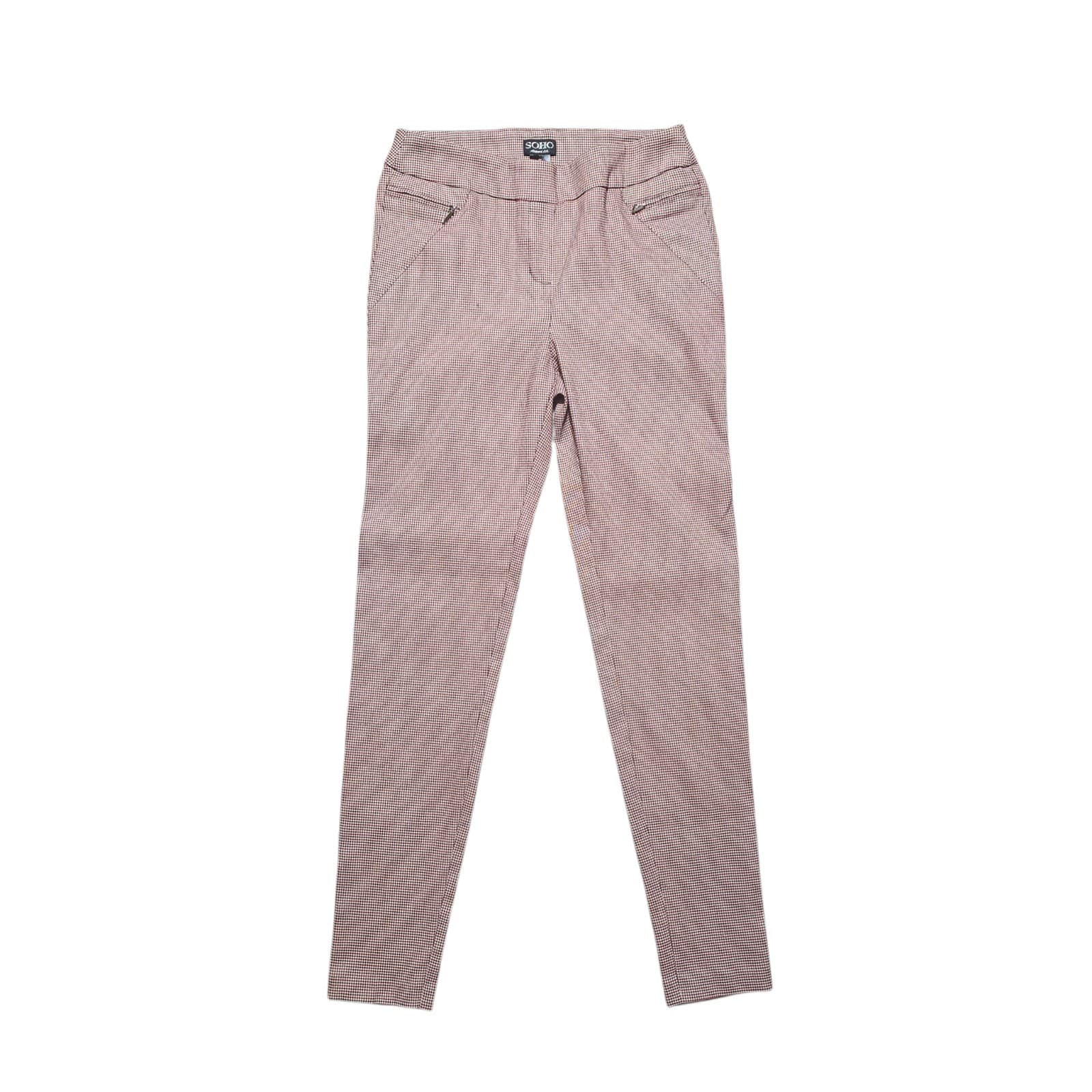 Soho Apperral Ltd. Womans Size Med Hounds Tooth Plaid Pants Pull On Stretch
