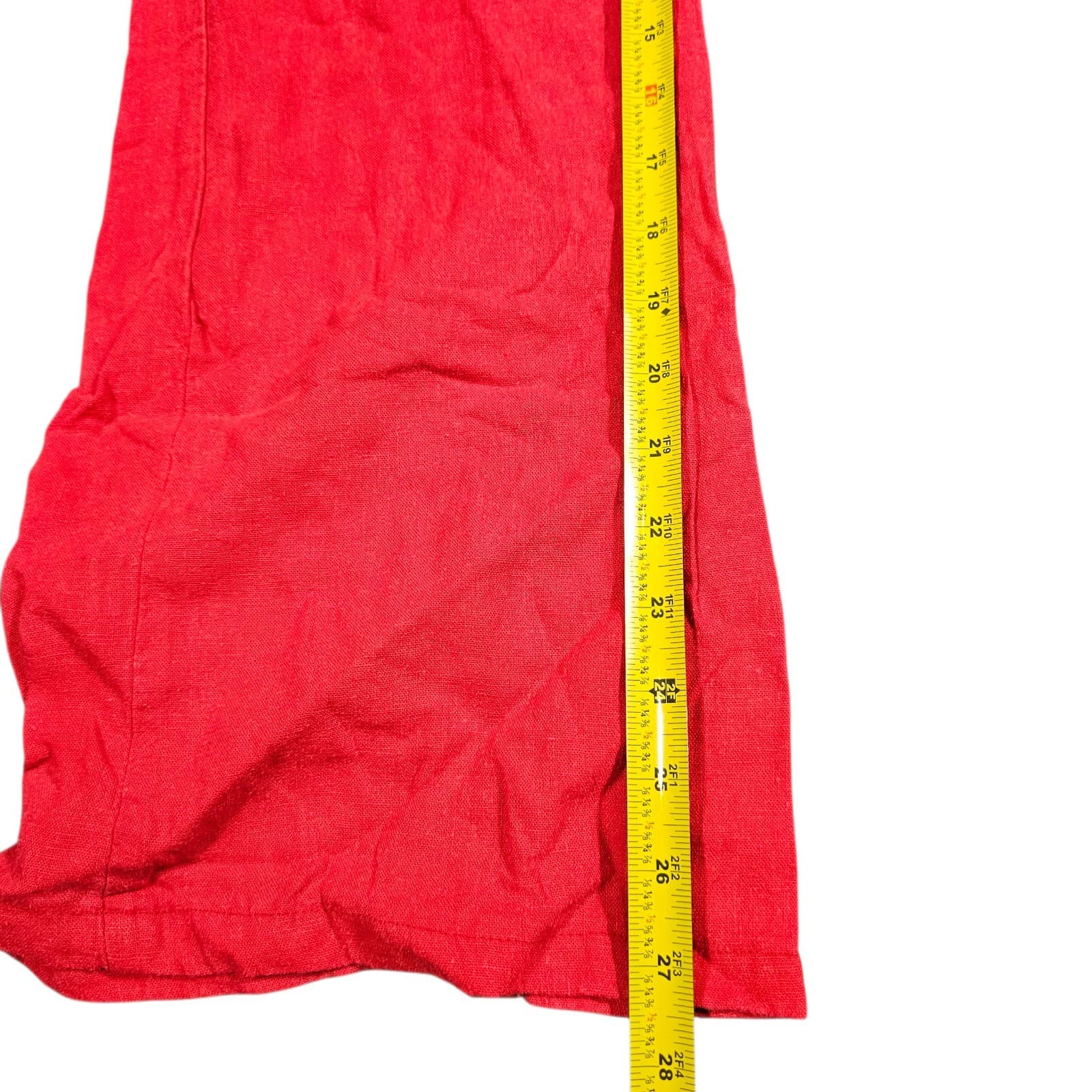 Love Tree Pants Womens Medium Faded Red Linen Blend Drawstring Boho Pants - Thumbnail 7