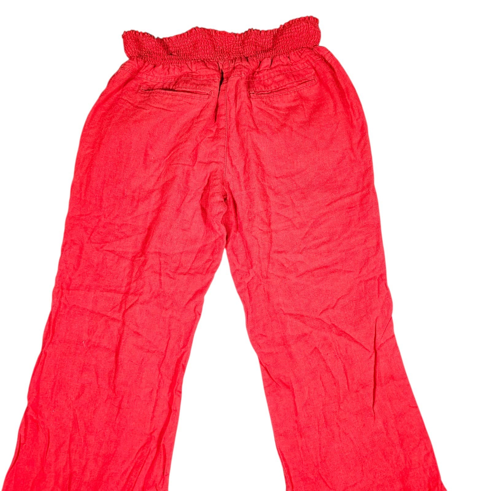 Love Tree Pants Womens Medium Faded Red Linen Blend Drawstring Boho Pants - Thumbnail 6