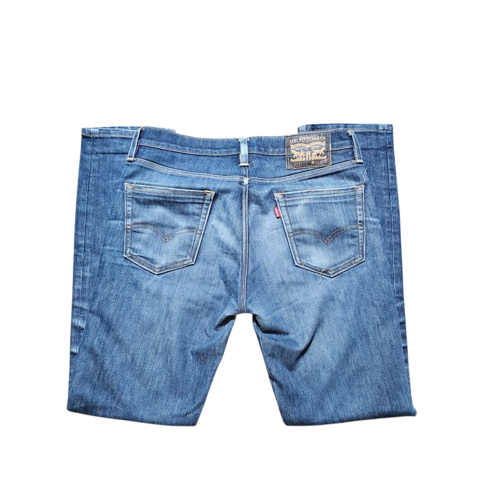 Levis 511 Slim Fit Blue Jeans 33x32 Black Patch - Thumbnail 4