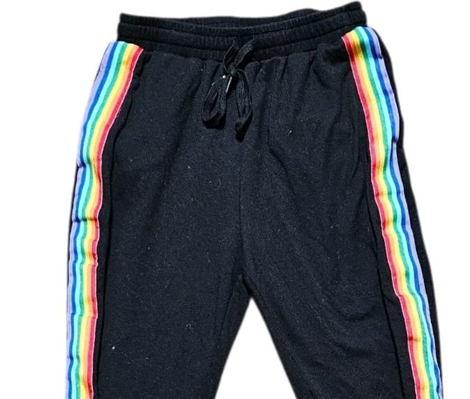 Rainbow Side Stripe Pull On Black Tapered High-Rise Women's Size S Unbranded - Thumbnail 3