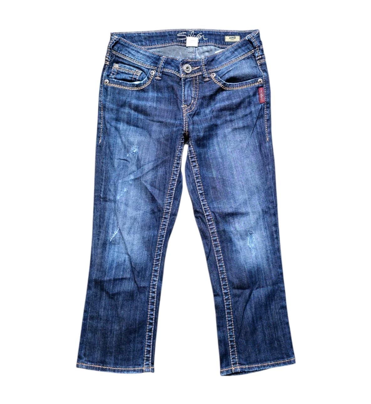 Silver Aiko Stretch Capri Jean Women’s Size 29 X 23 Back Pocket Stitching VGC - Thumbnail 2