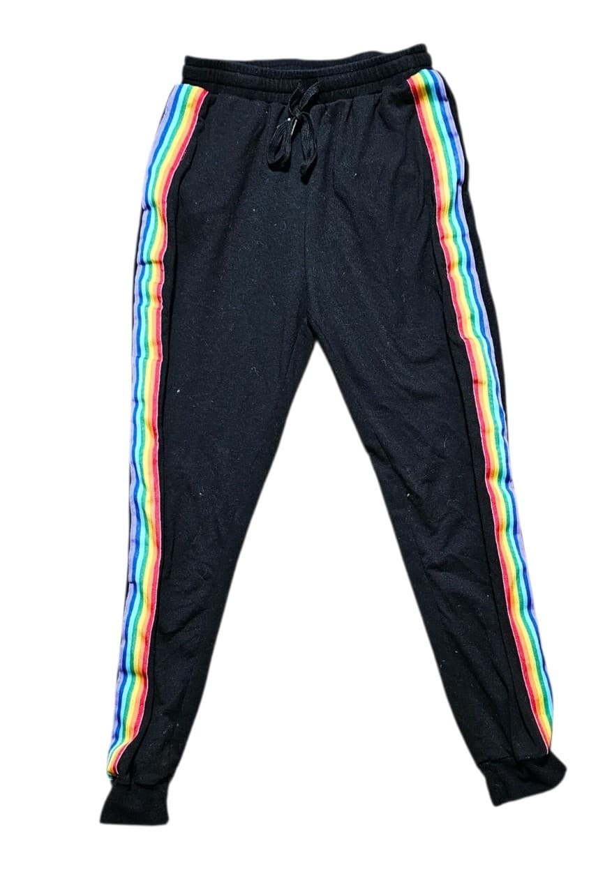 Rainbow Side Stripe Pull On Black Tapered High-Rise Women's Size S Unbranded - Thumbnail 2