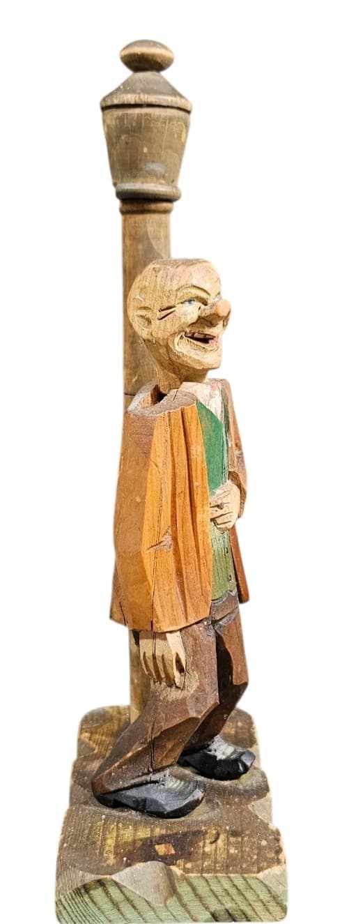 Anri Hand Carved Drunk Man On A Lamppost Wooden Cork Screw And Bottle Opener - Thumbnail 8