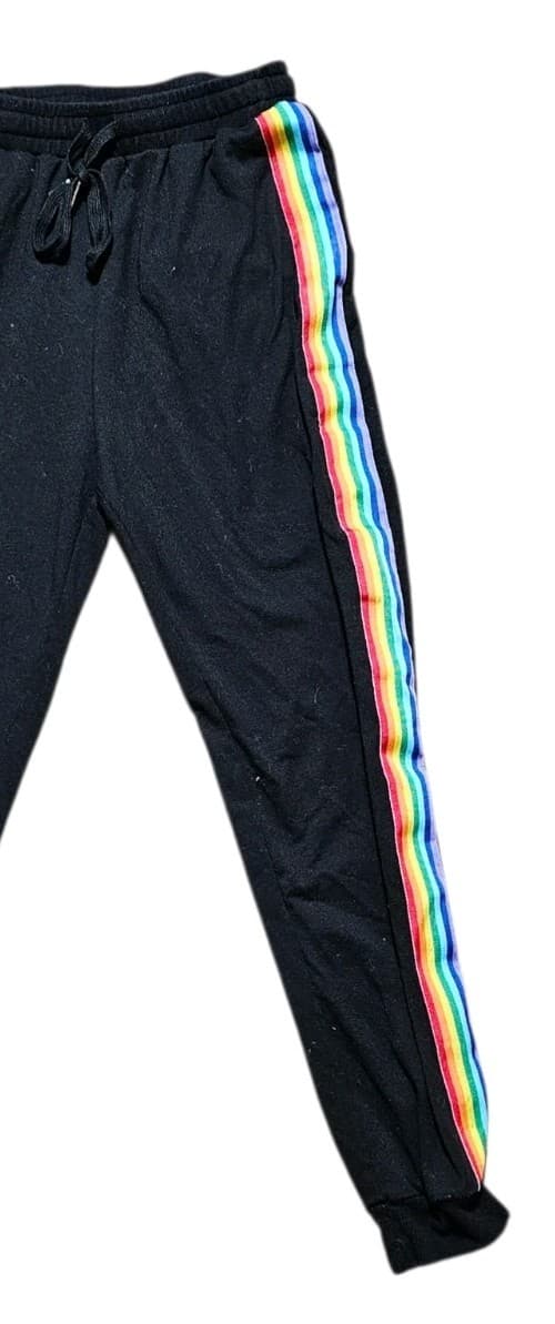 Rainbow Side Stripe Pull On Black Tapered High-Rise Women's Size S Unbranded - Thumbnail 5