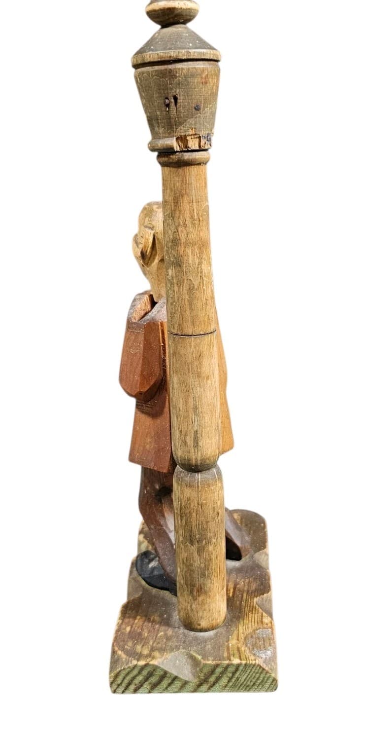 Anri Hand Carved Drunk Man On A Lamppost Wooden Cork Screw And Bottle Opener - Thumbnail 7