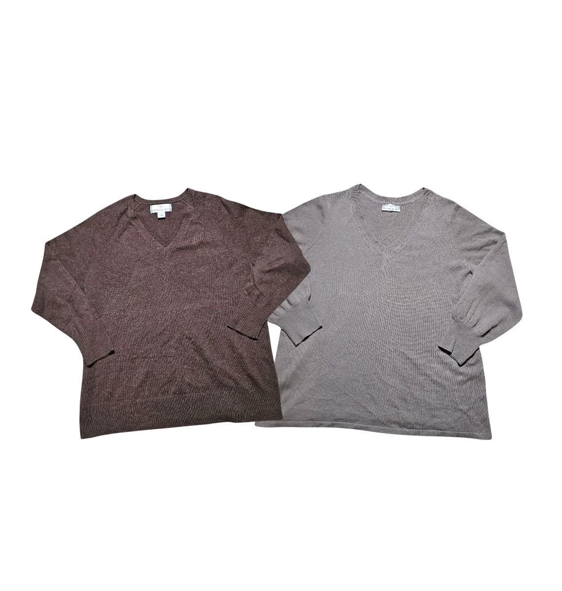 Precious Fibers 100% Cashmere Vneck Sweaters Lot Of 2 Size 2k