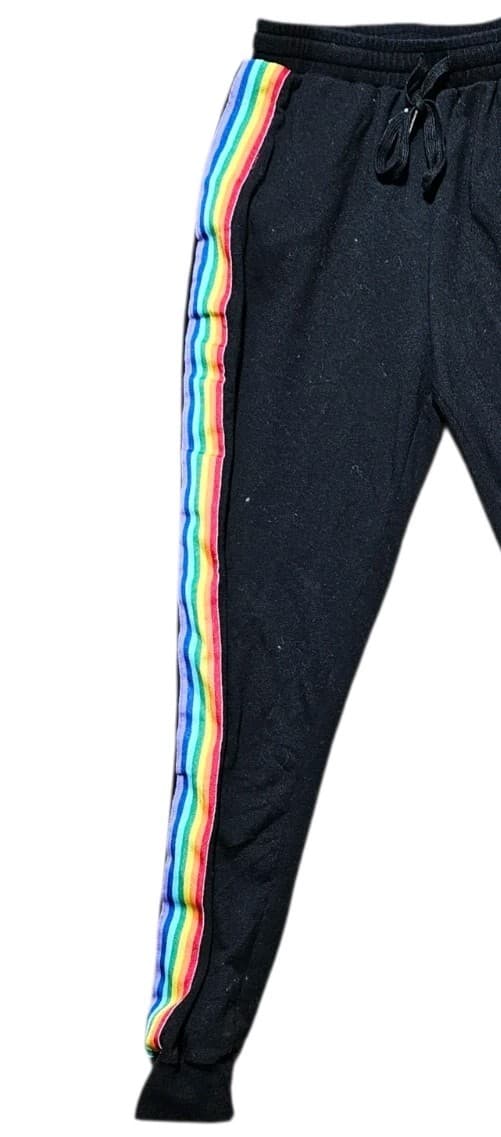 Rainbow Side Stripe Pull On Black Tapered High-Rise Women's Size S Unbranded - Thumbnail 4