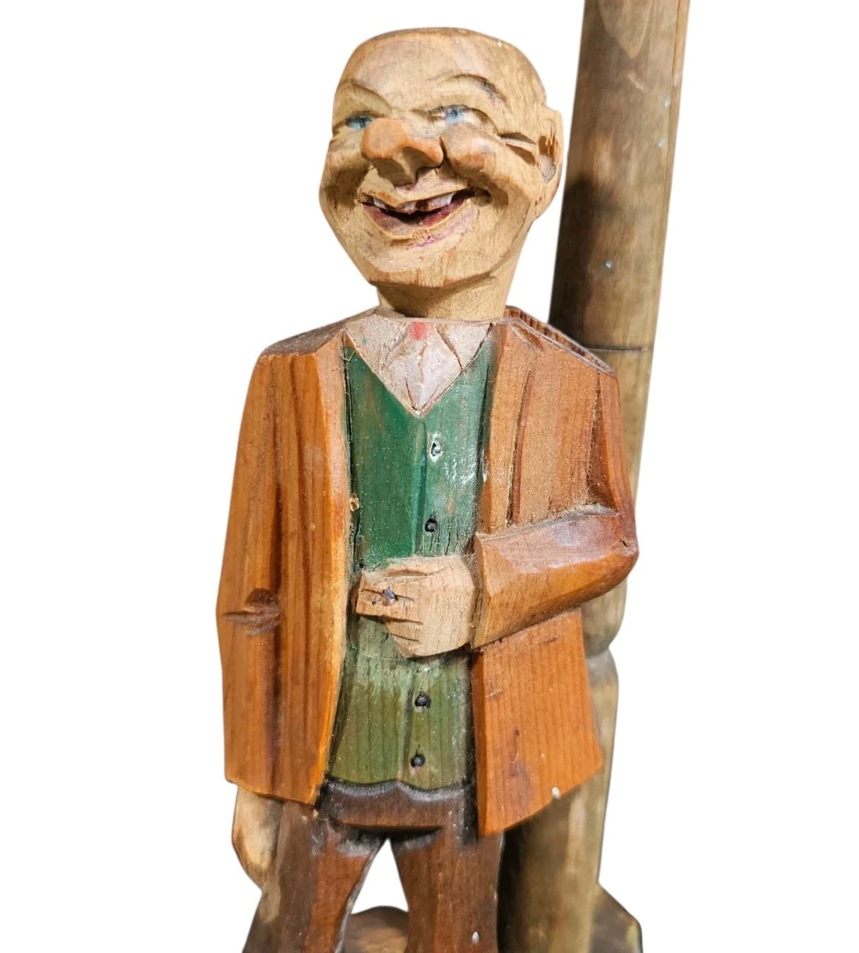 Anri Hand Carved Drunk Man On A Lamppost Wooden Cork Screw And Bottle Opener - Thumbnail 2