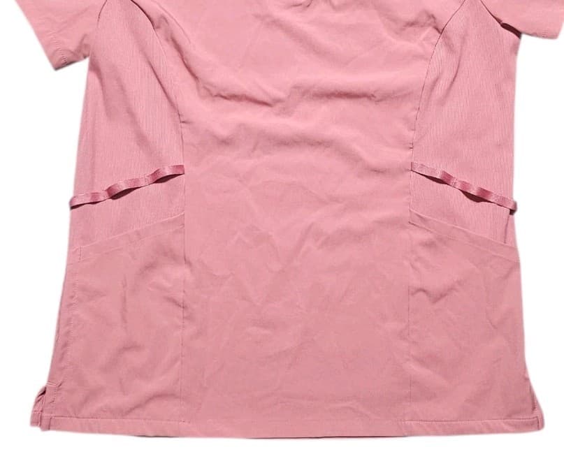 Hanes Comfort Fit Womans Vneck Pink Scrubs Top Size S/P - Thumbnail 7
