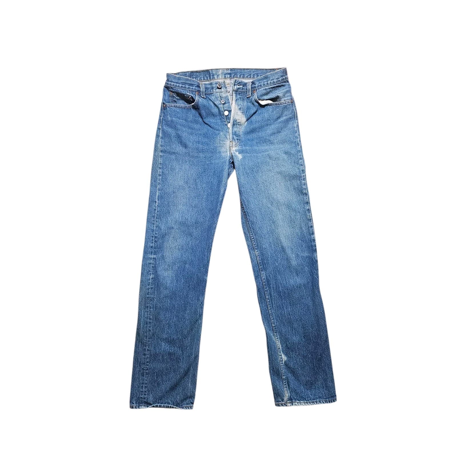Vintage 80s Levis 501xx Mens 33x36 Distressed Button Fly Denim Jeans USA - Thumbnail 3