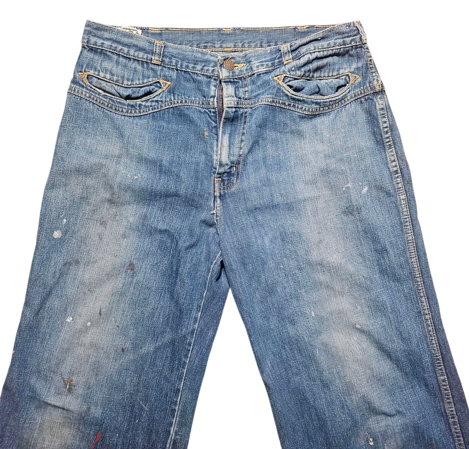 Vintage 70s BearBottom Seattle Wide Leg Flared Denim Hippie Jeans 27x32 - Thumbnail 3