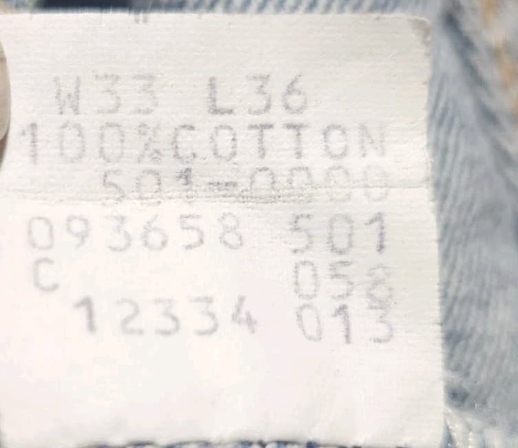 Vintage 80s Levis 501xx Mens 33x36 Distressed Button Fly Denim Jeans USA - Thumbnail 19