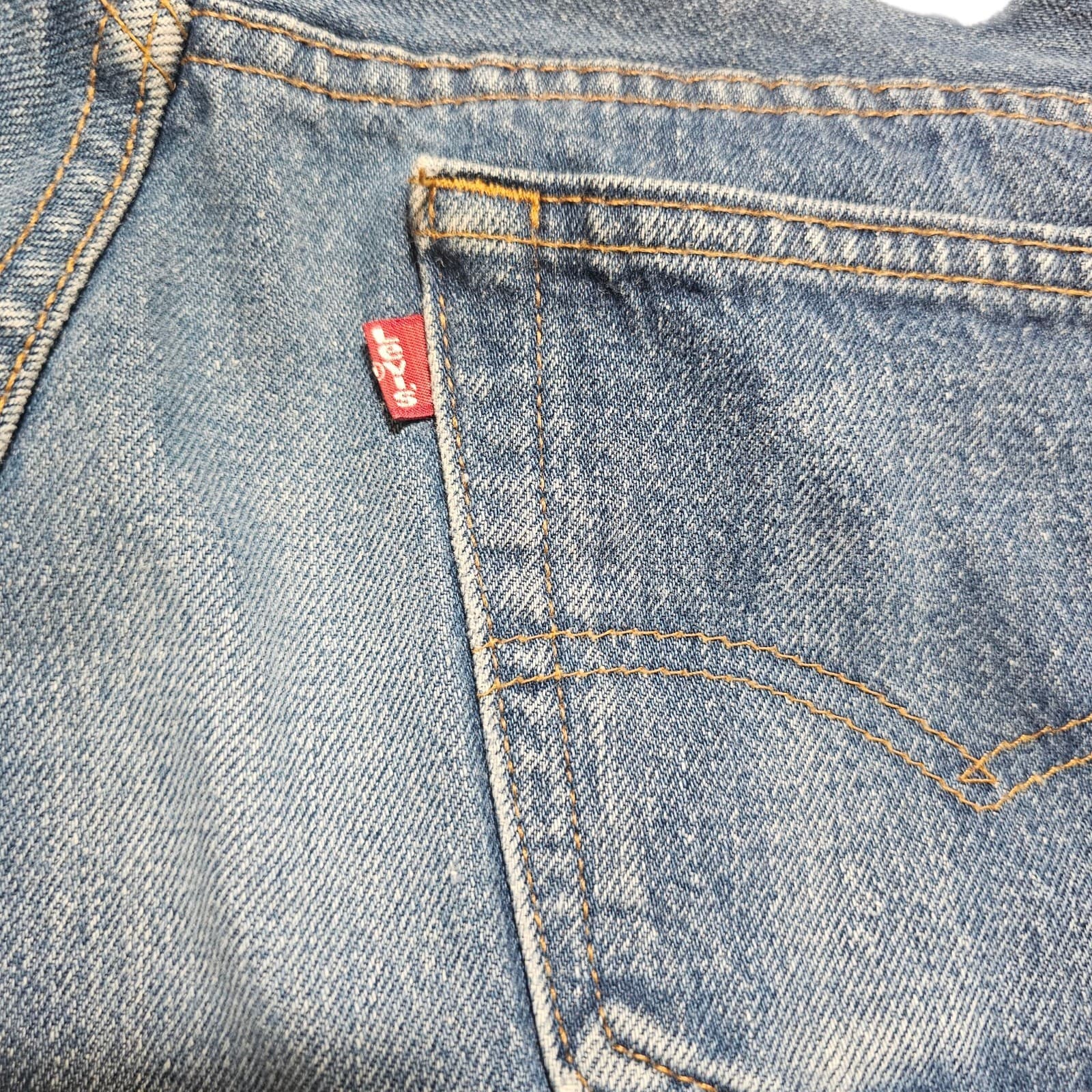 Vintage 80s Levis 501xx Mens 33x36 Distressed Button Fly Denim Jeans USA - Thumbnail 11
