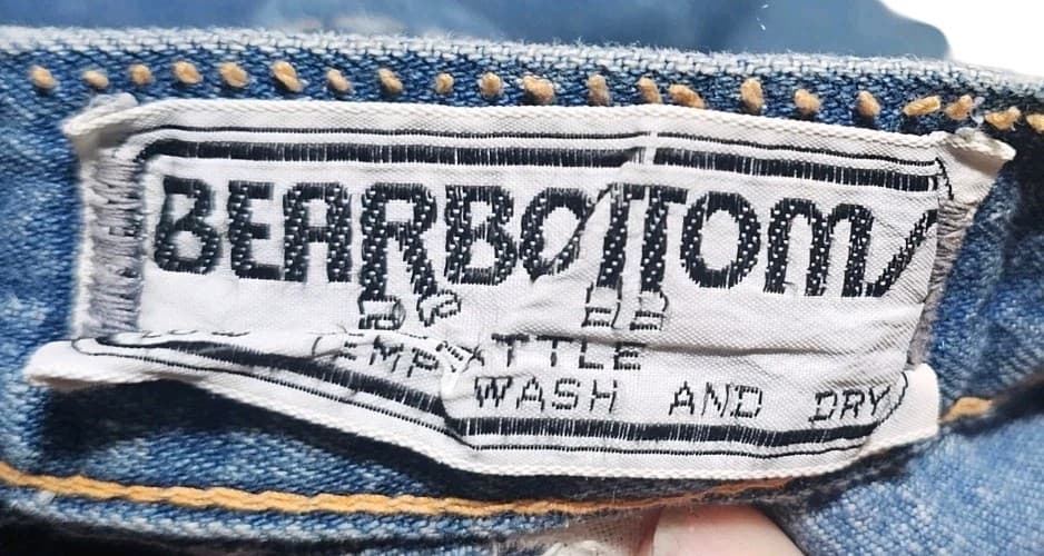Vintage 70s BearBottom Seattle Wide Leg Flared Denim Hippie Jeans 27x32 - Thumbnail 19