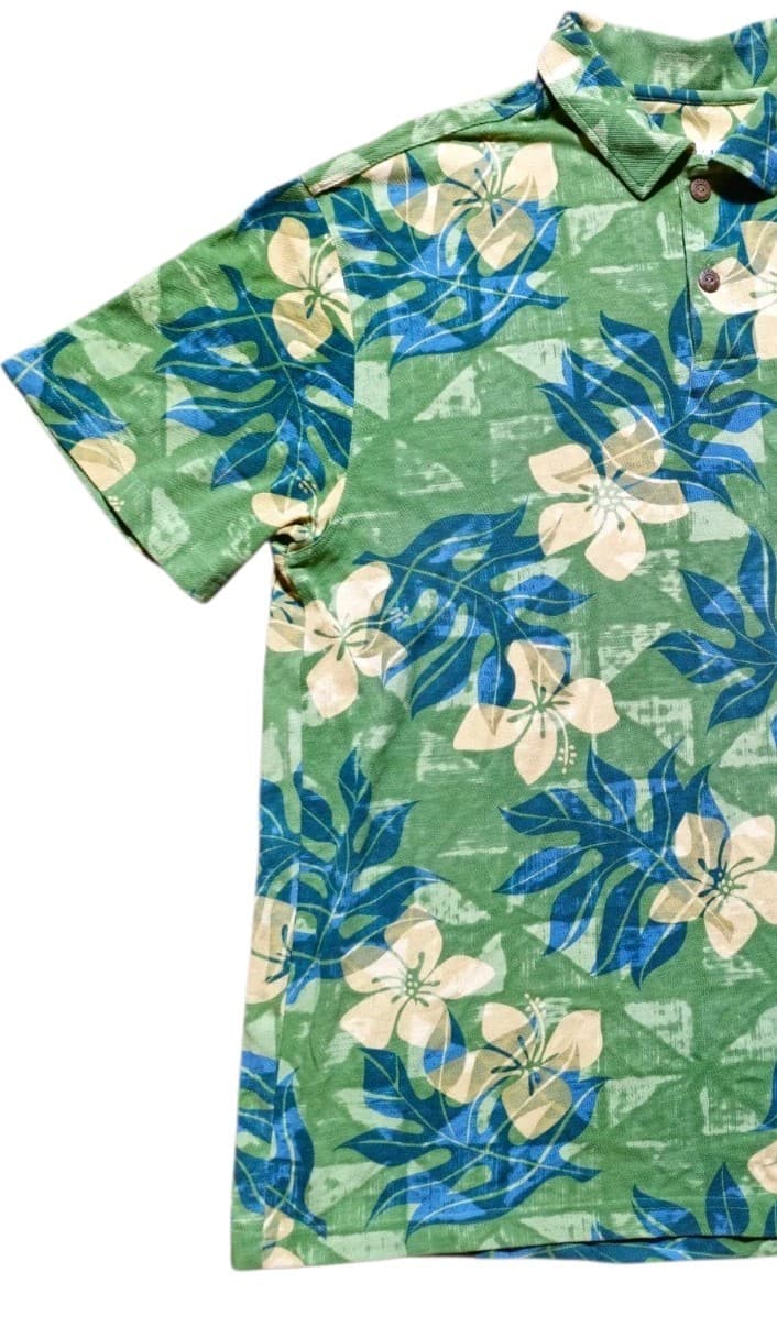 Crazy Shirts Sharka Hawaiian Polo Shirt Men's Size Large Hibiscus Floral - Thumbnail 3