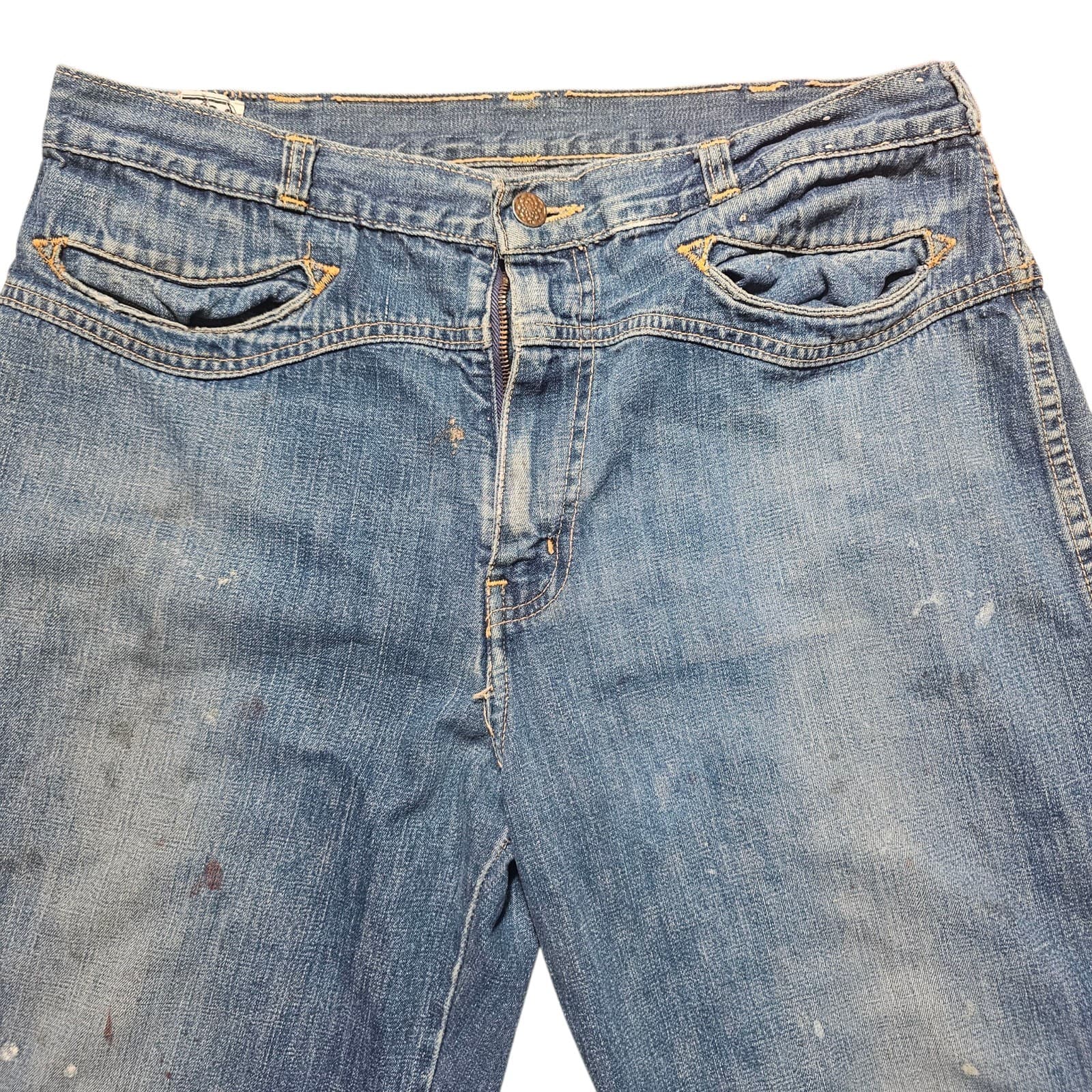 Vintage 70s BearBottom Seattle Wide Leg Flared Denim Hippie Jeans 27x32 - Thumbnail 4