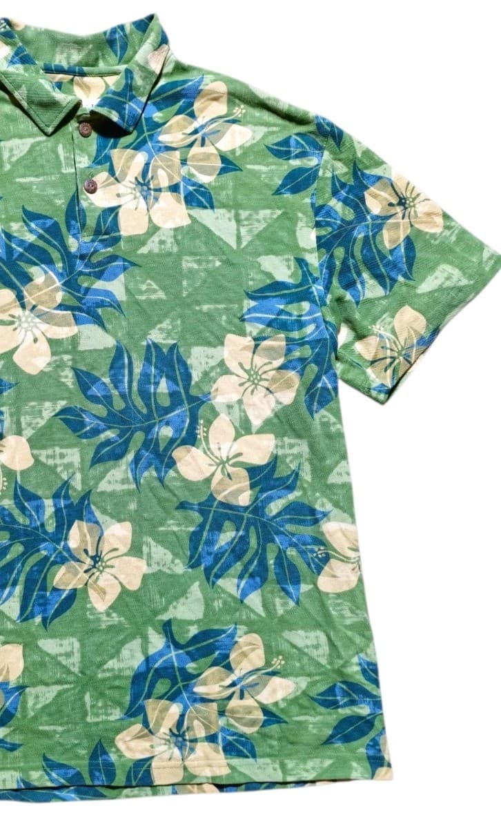 Crazy Shirts Sharka Hawaiian Polo Shirt Men's Size Large Hibiscus Floral - Thumbnail 4