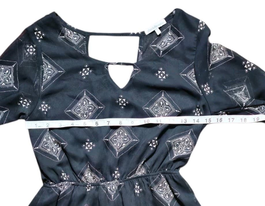 Charlotte Russe Black Diamond Geo Metric Print Bell Sleeve Mini Dress Size Small - Thumbnail 9