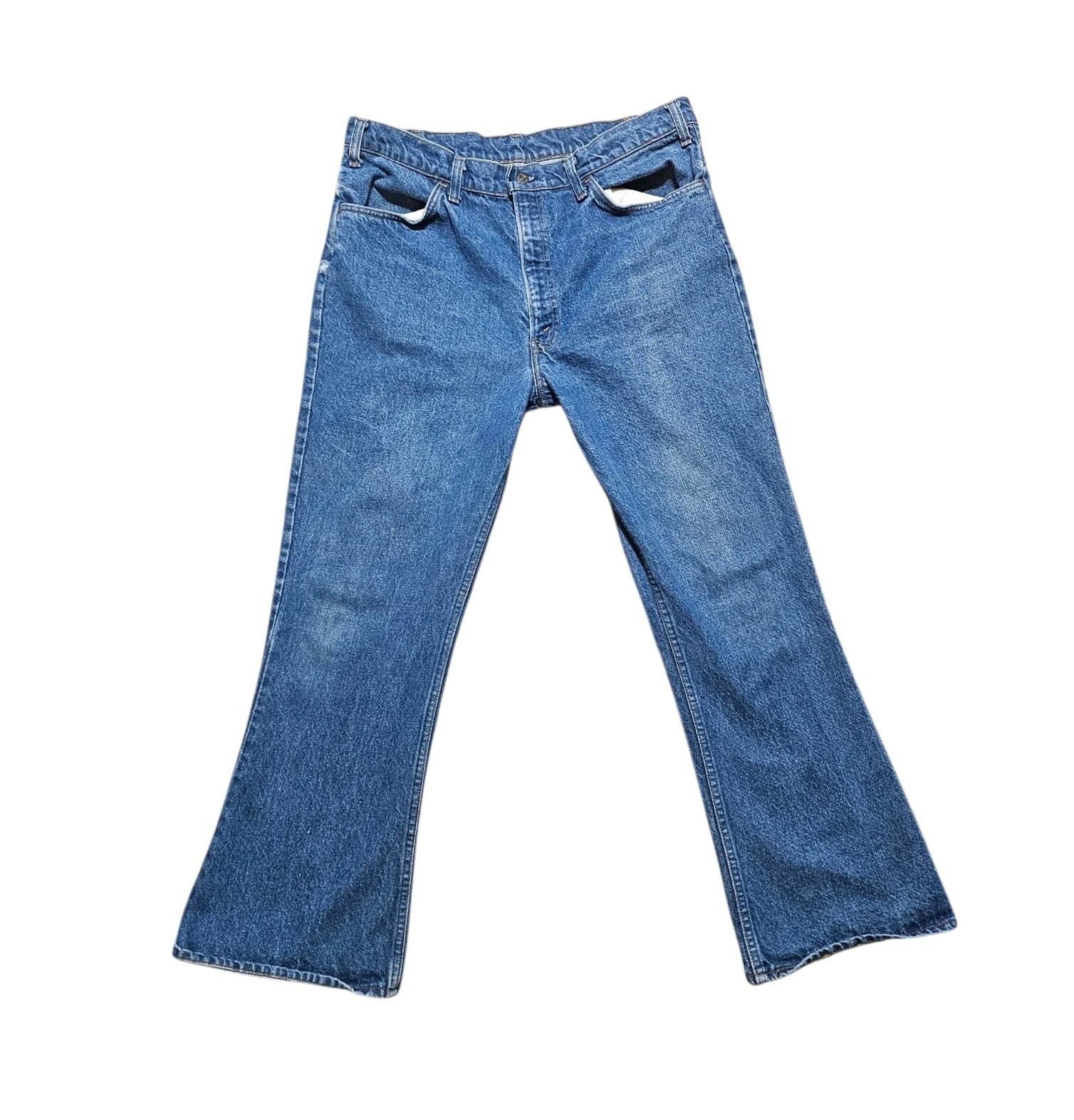Vintage 1980 Levis 646-0217 Orange Tab Flared Jeans Talon 42 Zipper 36x29.5