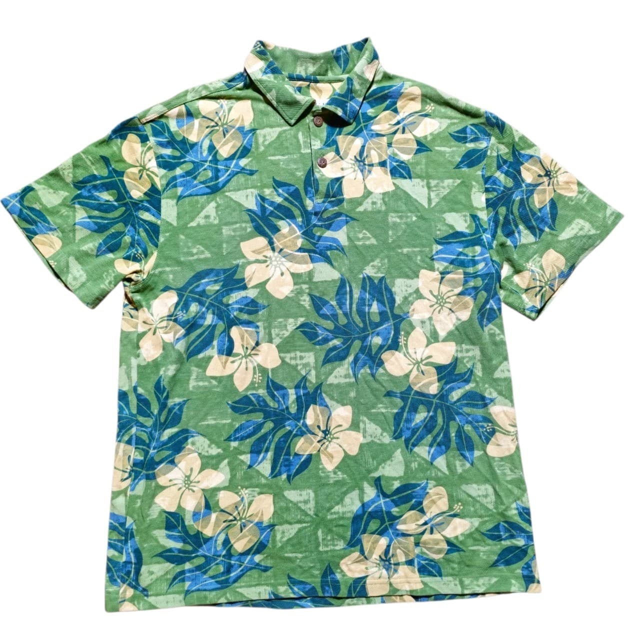 Crazy Shirts Sharka Hawaiian Polo Shirt Men's Size Large Hibiscus Floral