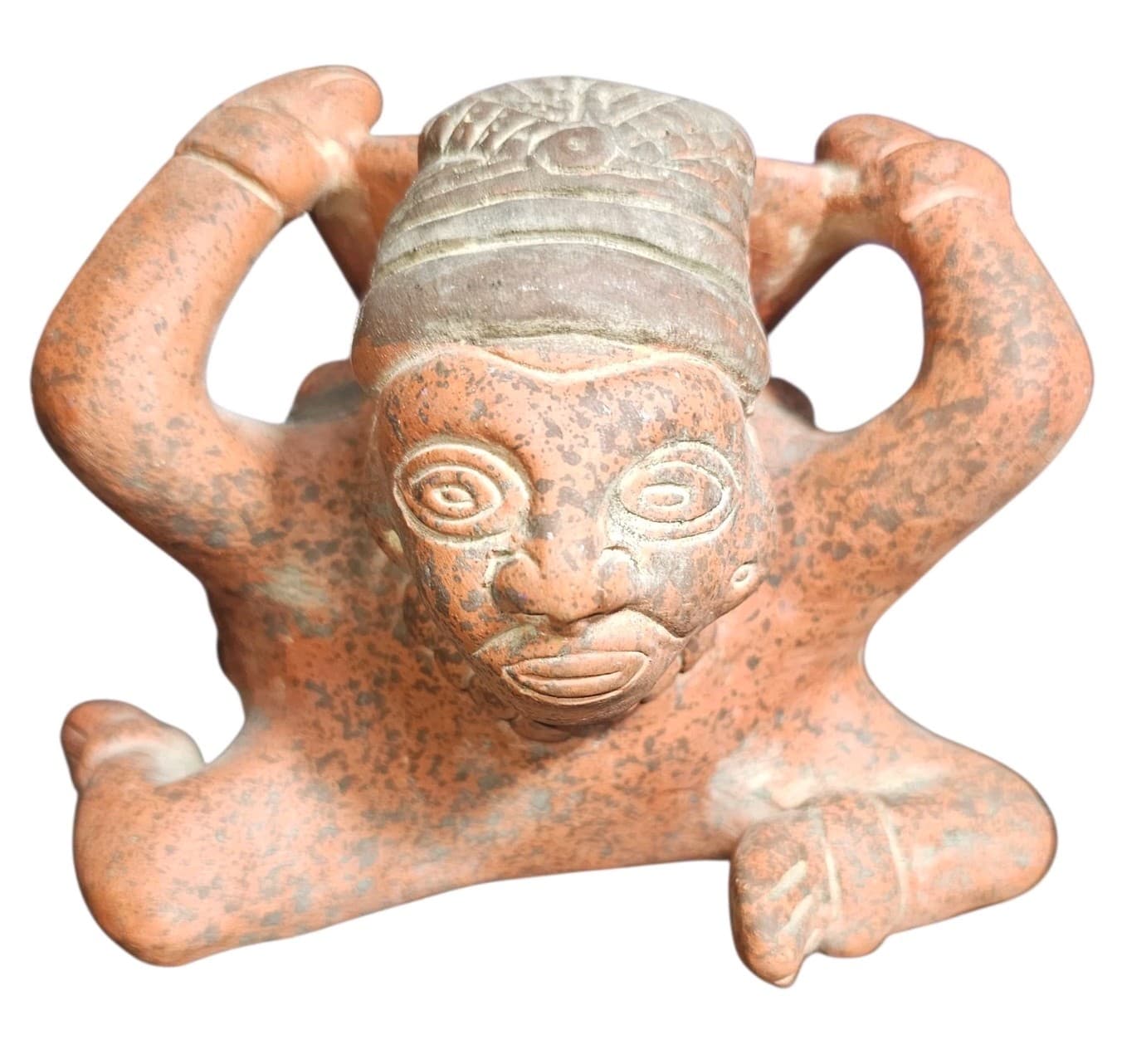 Vintage Pre-Columbian Terracotta Pottery Red Clay Sculpture Vase