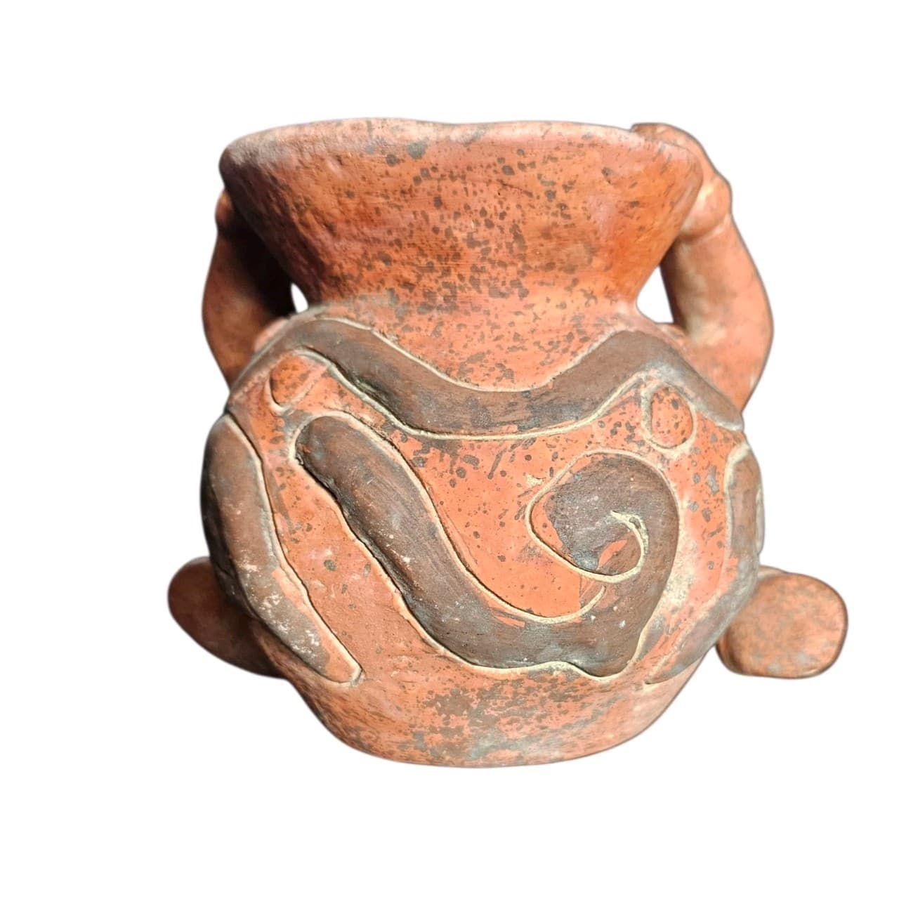 Vintage Pre-Columbian Terracotta Pottery Red Clay Sculpture Vase - Thumbnail 3