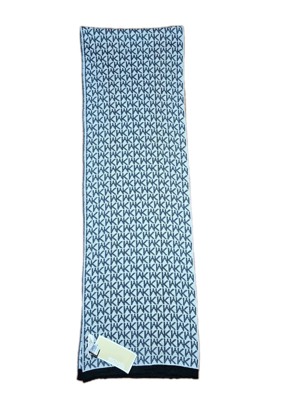Michael Kors Scarf Monogram Dark Grey/ Light Grey Black Edge New With Tag