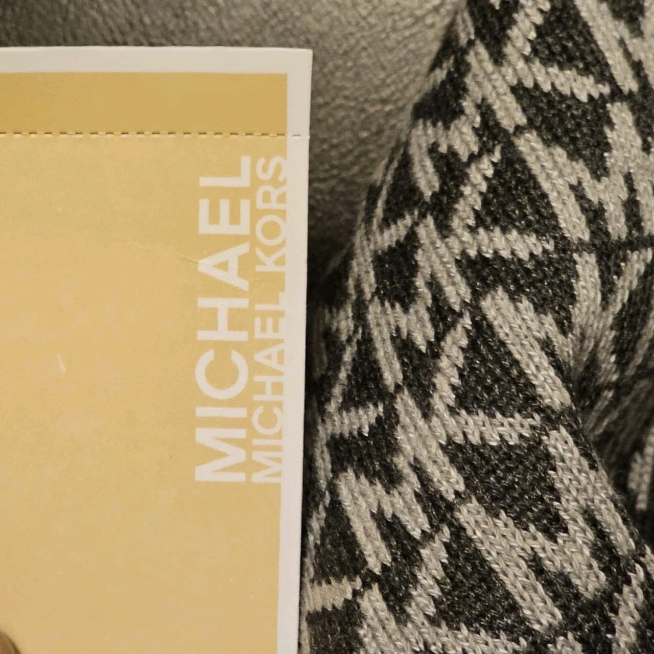 Michael Kors Scarf Monogram Dark Grey/ Light Grey Black Edge New With Tag - Thumbnail 8