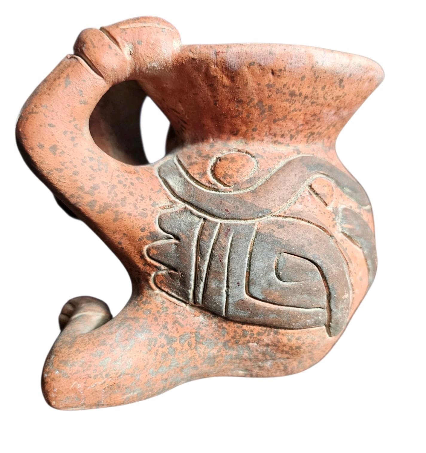 Vintage Pre-Columbian Terracotta Pottery Red Clay Sculpture Vase - Thumbnail 5