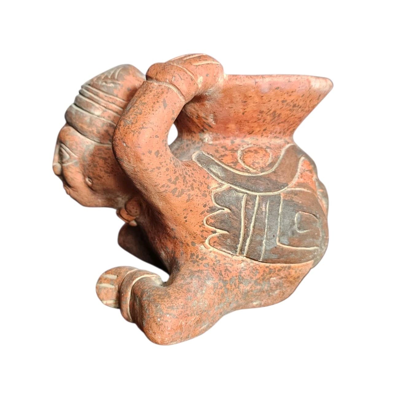 Vintage Pre-Columbian Terracotta Pottery Red Clay Sculpture Vase - Thumbnail 2