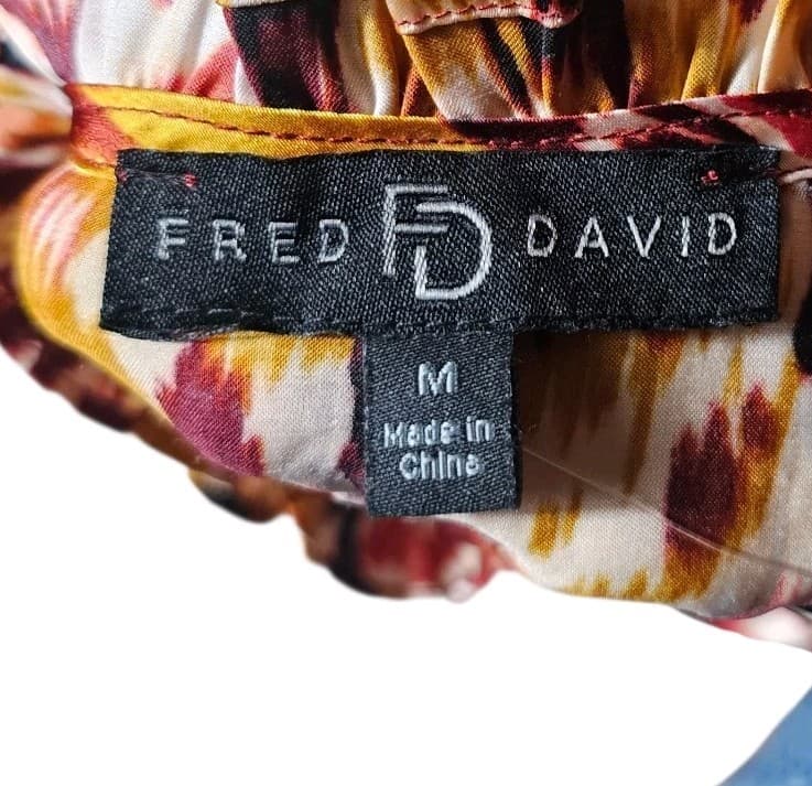 Fred David Floral Crinkle Blouse Womans Size Medium - Thumbnail 11