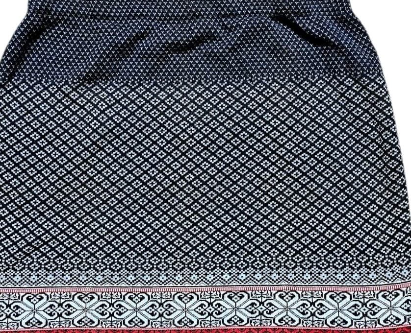 Orvis Blue, GeoMetric Tight Knit Diamond Matrix Pattern Mini Skirt Women's Lrg - Thumbnail 9