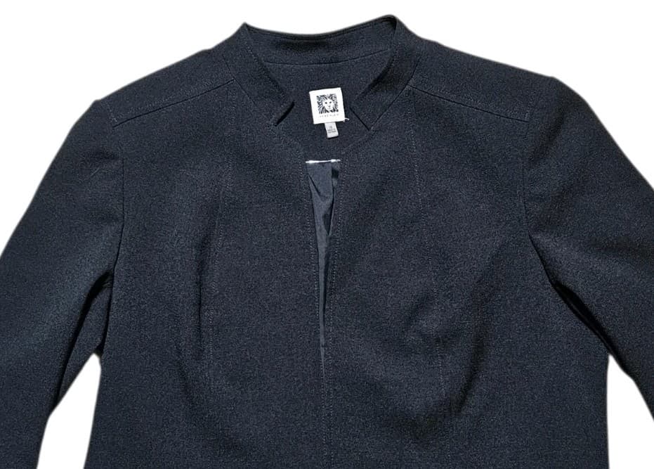 Anne Klein Women's Open Front Cropped Stand Coller Blazer Jacket Black Size 16 - Thumbnail 3