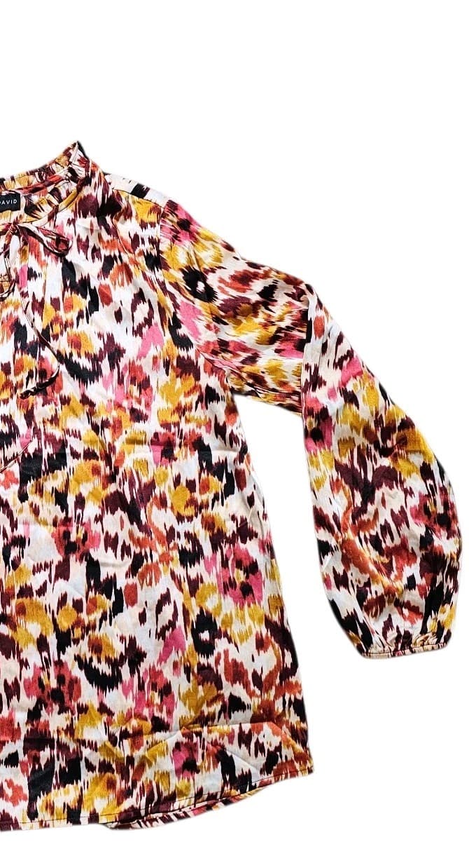 Fred David Floral Crinkle Blouse Womans Size Medium - Thumbnail 4
