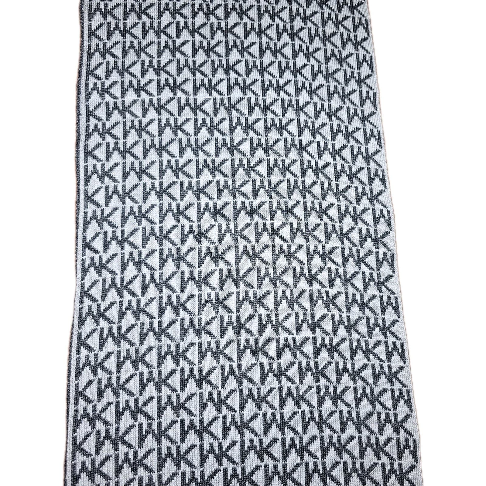 Michael Kors Scarf Monogram Dark Grey/ Light Grey Black Edge New With Tag - Thumbnail 2