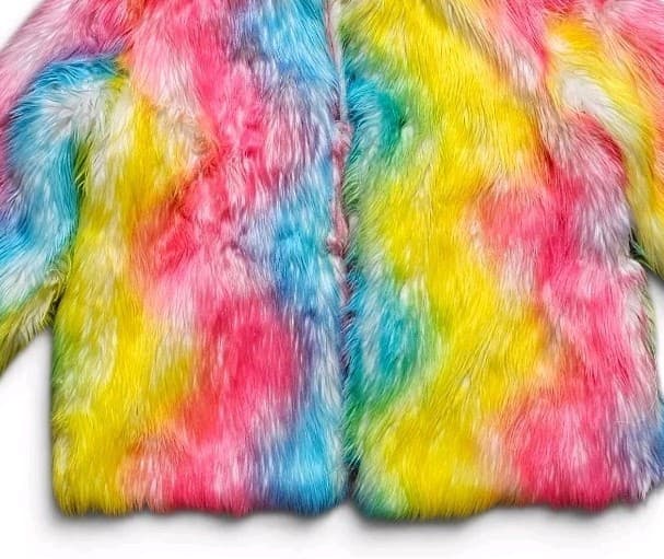 Fhillnuo Rainbow Faux Fur Hooded Jacket Rave Festival Fits Womans 1x/2x Men Xl - Thumbnail 4