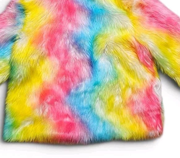 Fhillnuo Rainbow Faux Fur Hooded Jacket Rave Festival Fits Womans 1x/2x Men Xl - Thumbnail 7